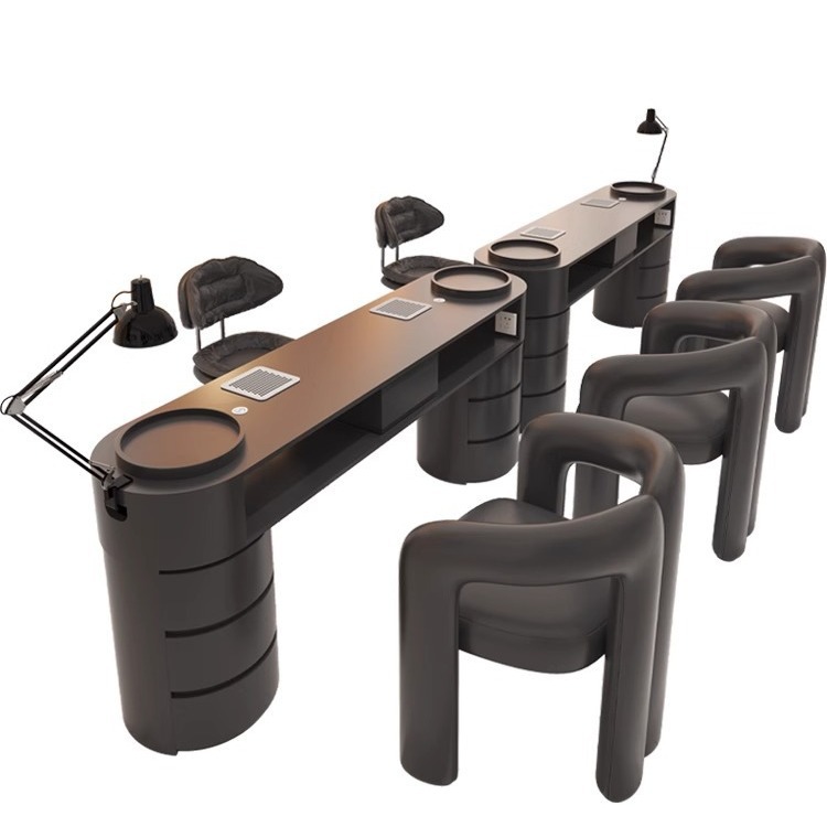 Beauty And Makeup - Modern Minimalist Makeup Table Black Double